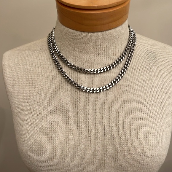 Vintage Silver-tone Extra Long Cuban Link Chain 35.5” - Picture 8 of 15